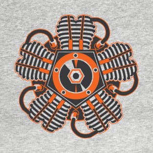 Radial Engine Two Tone Orange T-Shirt